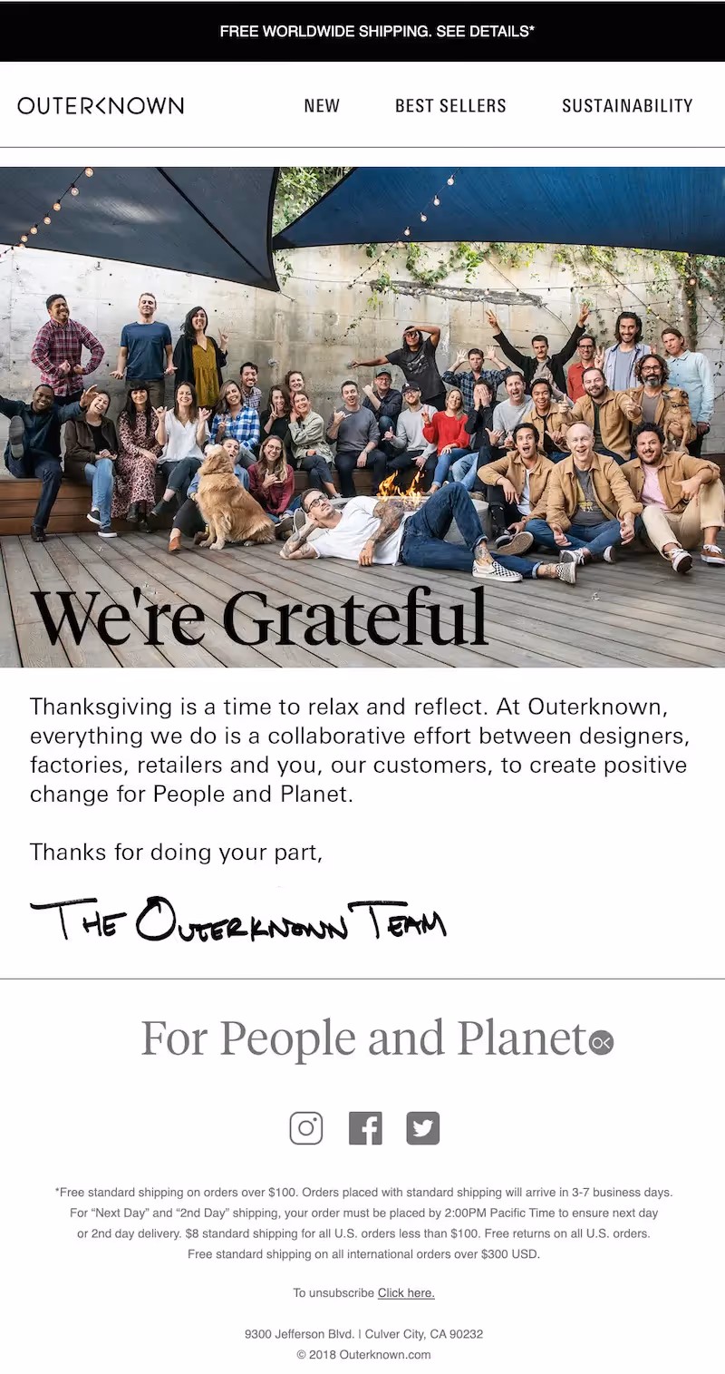 thanksgiving email marketing idea