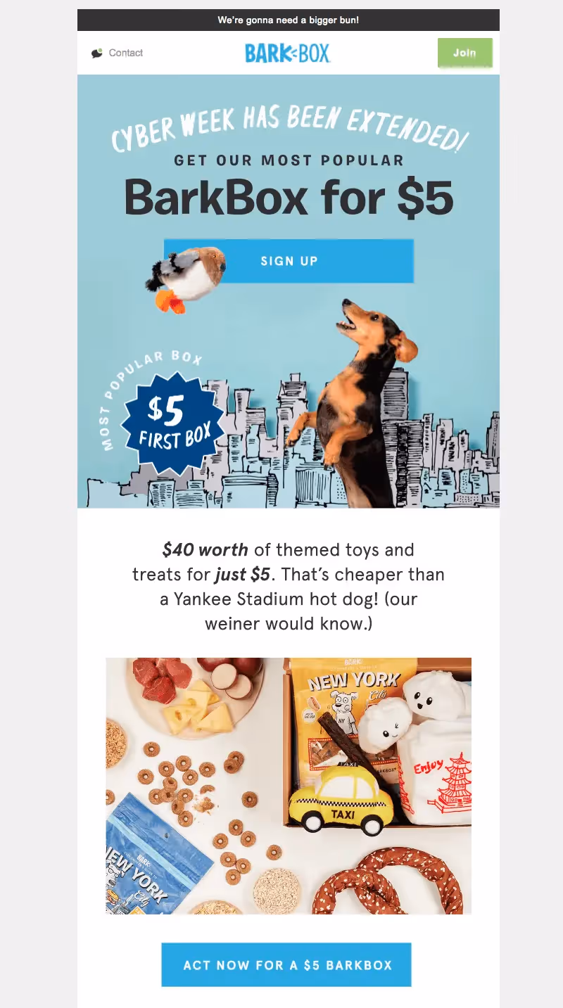 barkbox cyber week emails