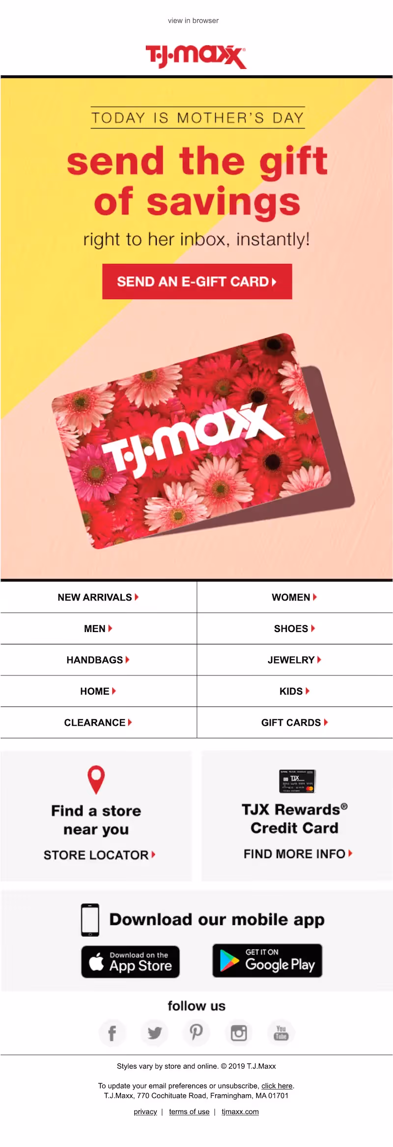 mother's day email promotion