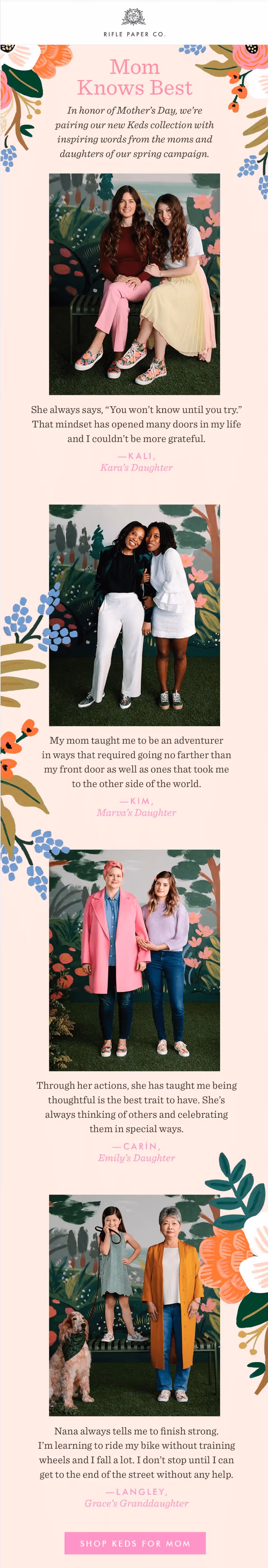 Rifle Paper Co. Mother's Day emails