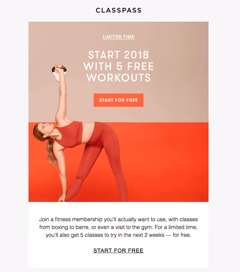ClassPass - color in email