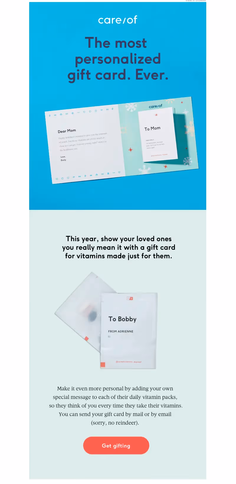 Care/Of - color in email