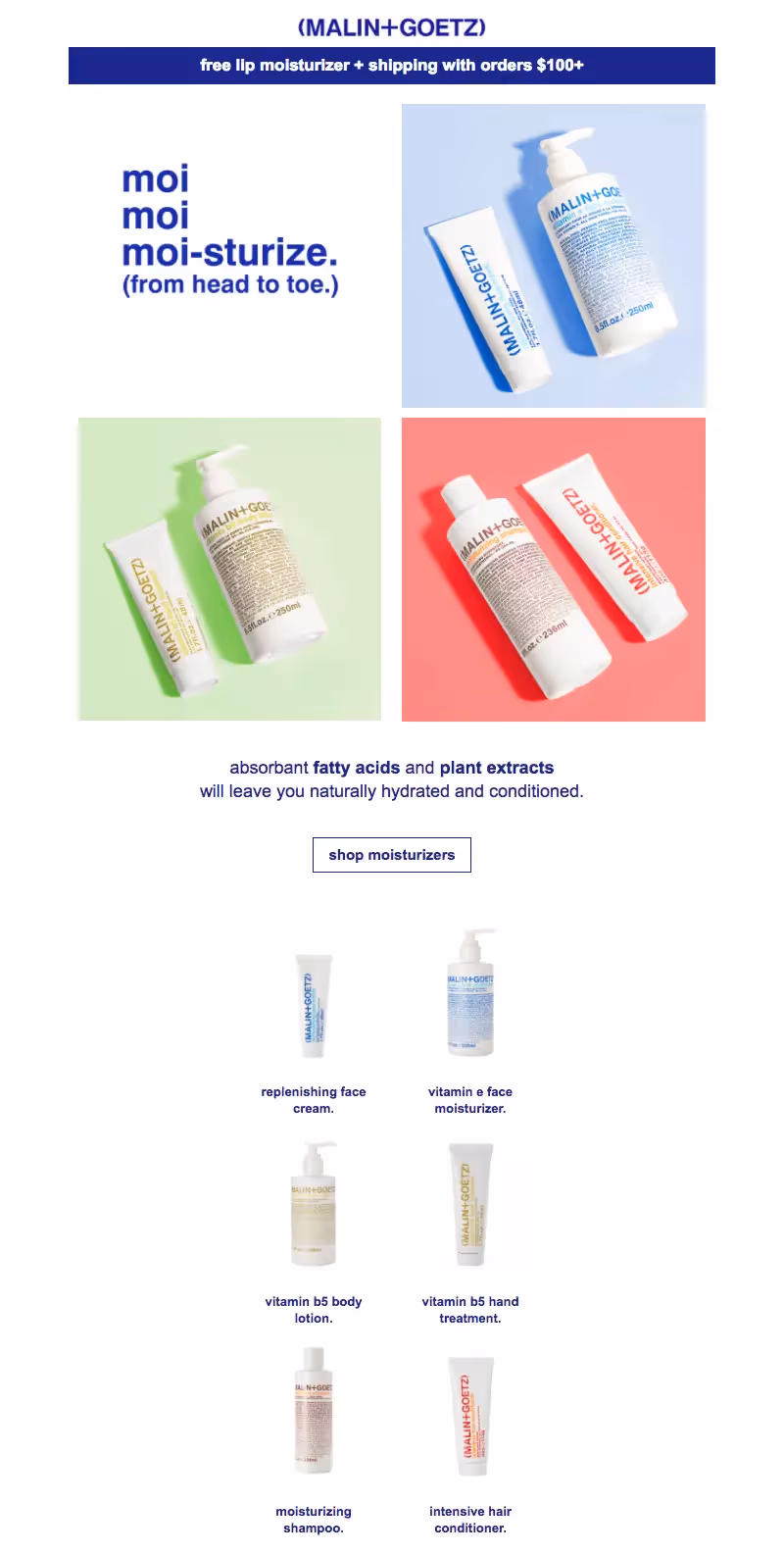 Malin+Goetz - color in email