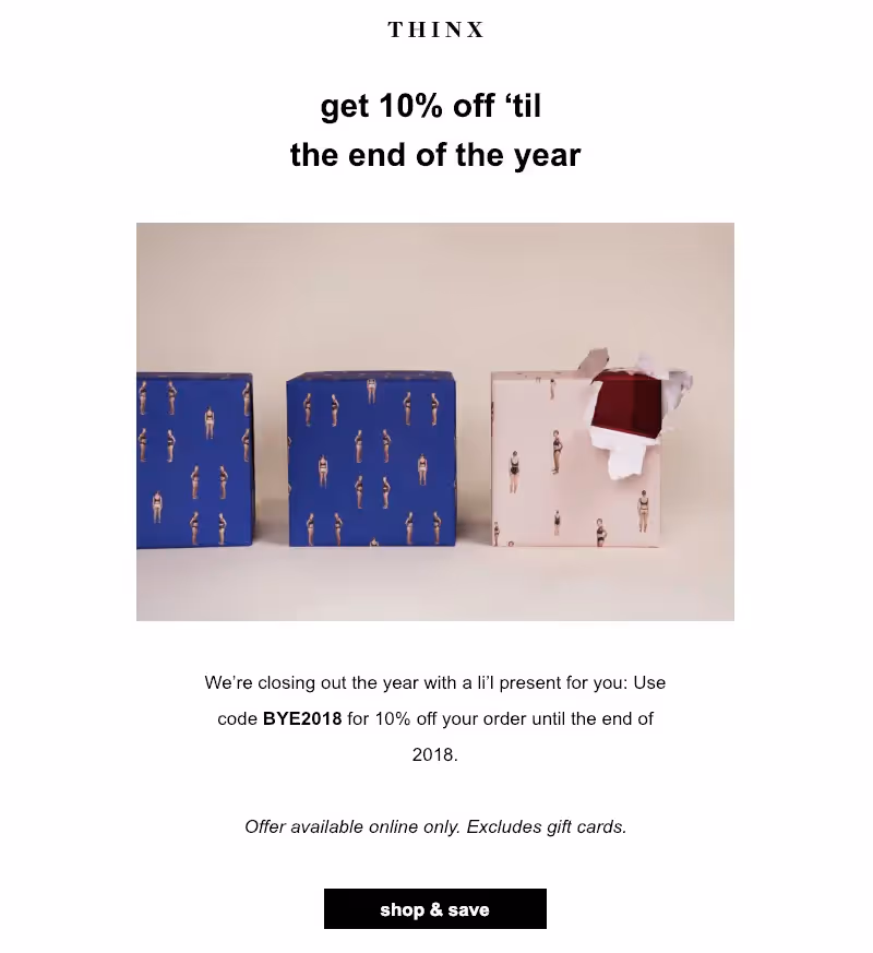 Post-Christmas marketing email example
