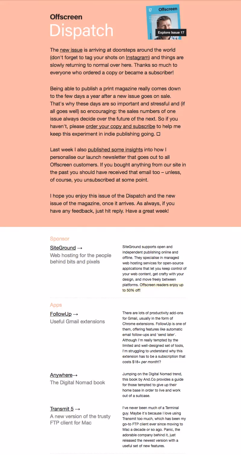 Offscreen Dispatch - color in email