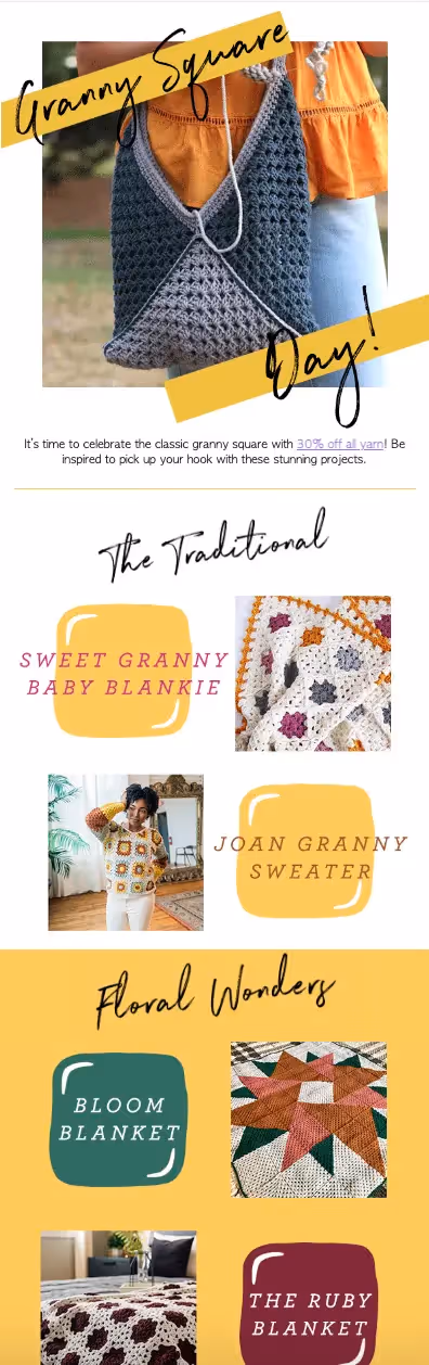 Lian Brand Yarn newsletter layout design