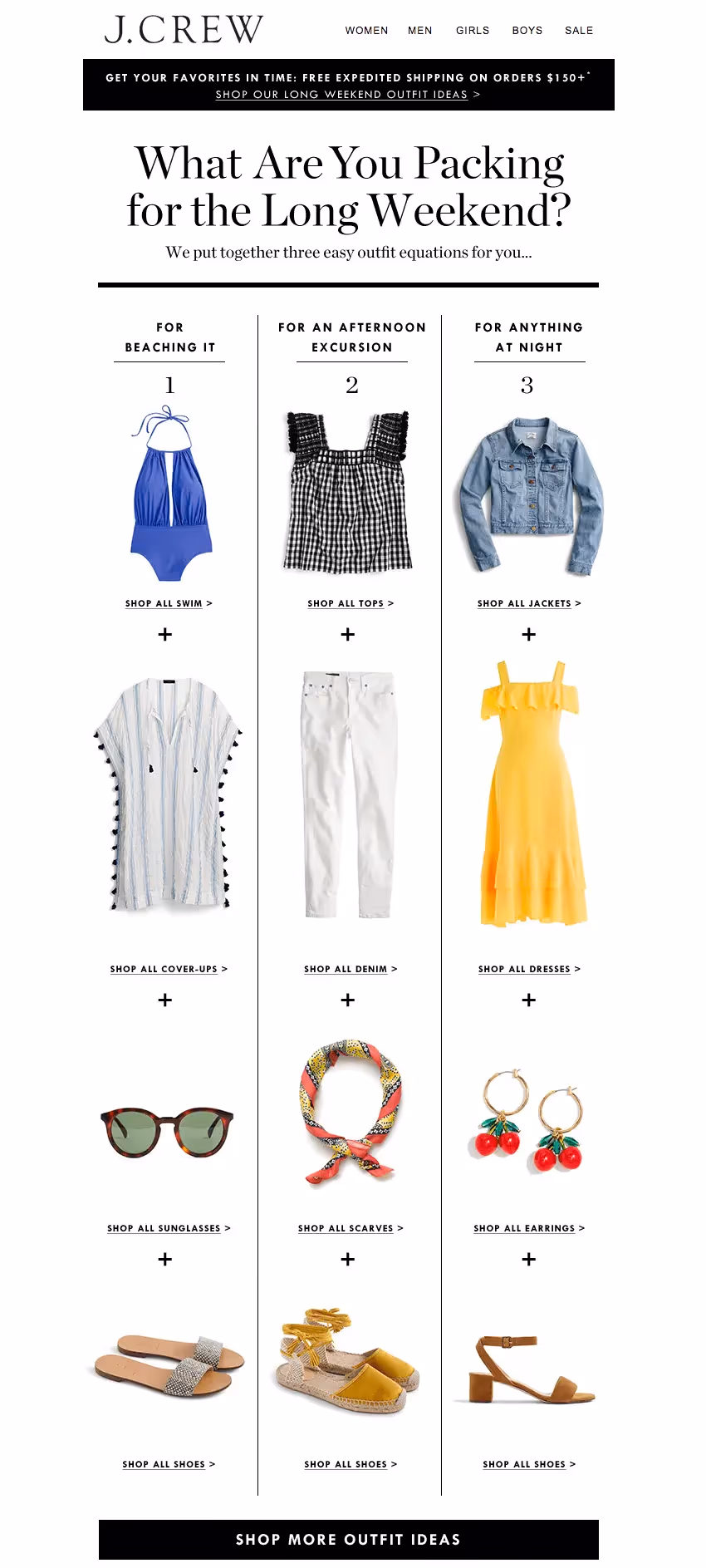 J.Crew memorial day email design
