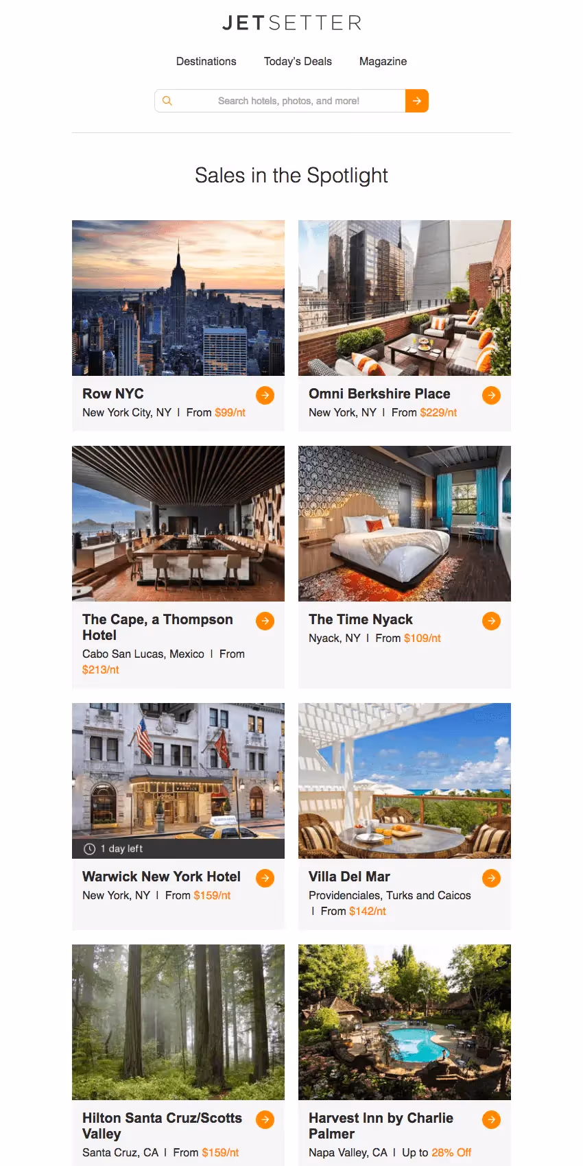 Jetsetter memorial day email design