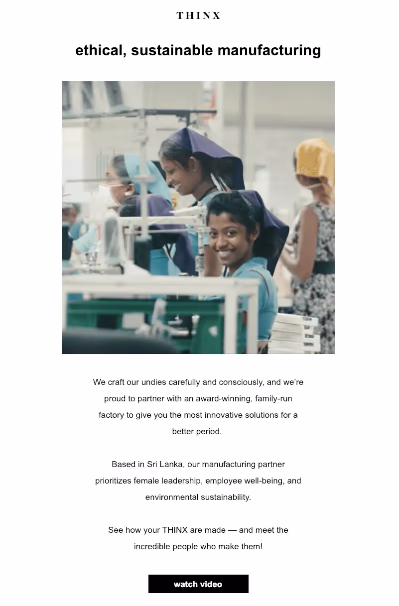 holiday email to clients sample from Thinx