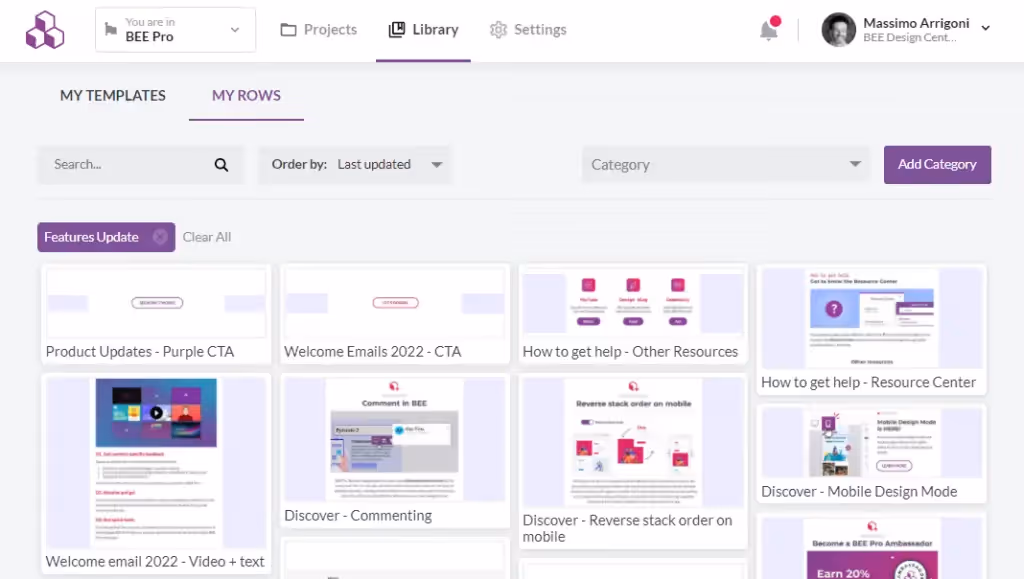 Reusable content blocks in BEE Pro