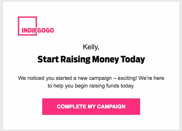 Indiegogo Abandoned Registration Emails