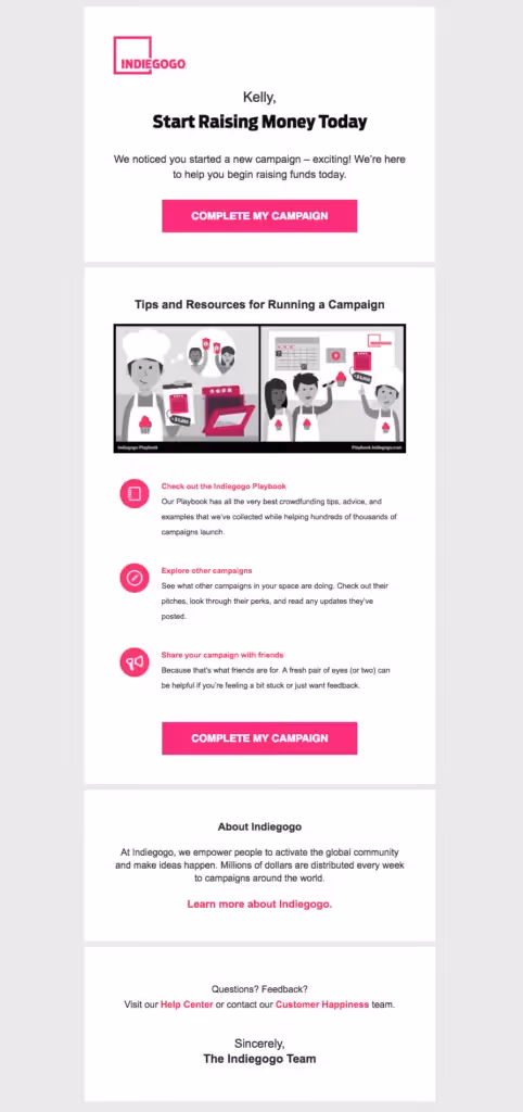 Indiegogo Abandoned Registration Emails