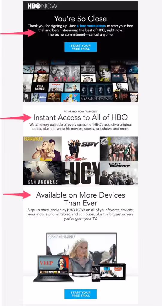 HBO Now Abandoned Registration Emails