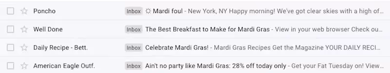 mardi gras subject lines
