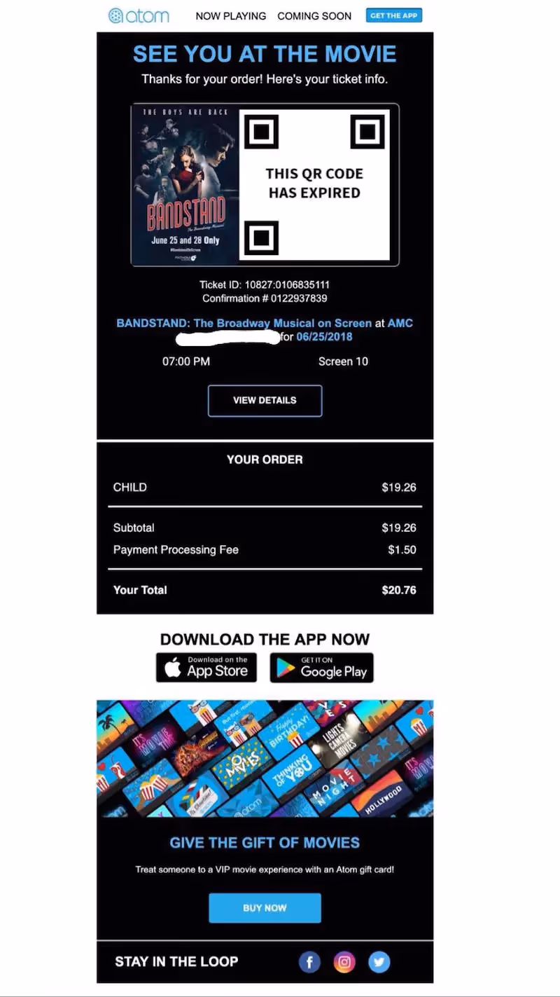 confirmation email example for event