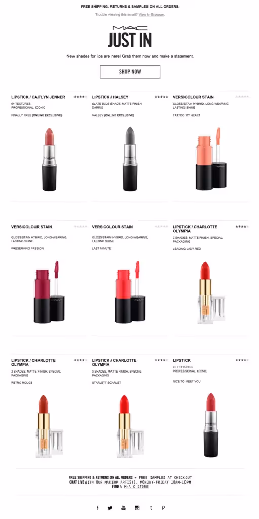 mac cosmetics email newsletter templates
