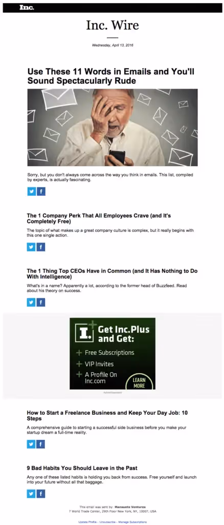 inc wire email newsletter templates