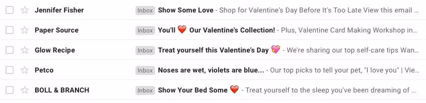 valentine's day subject lines