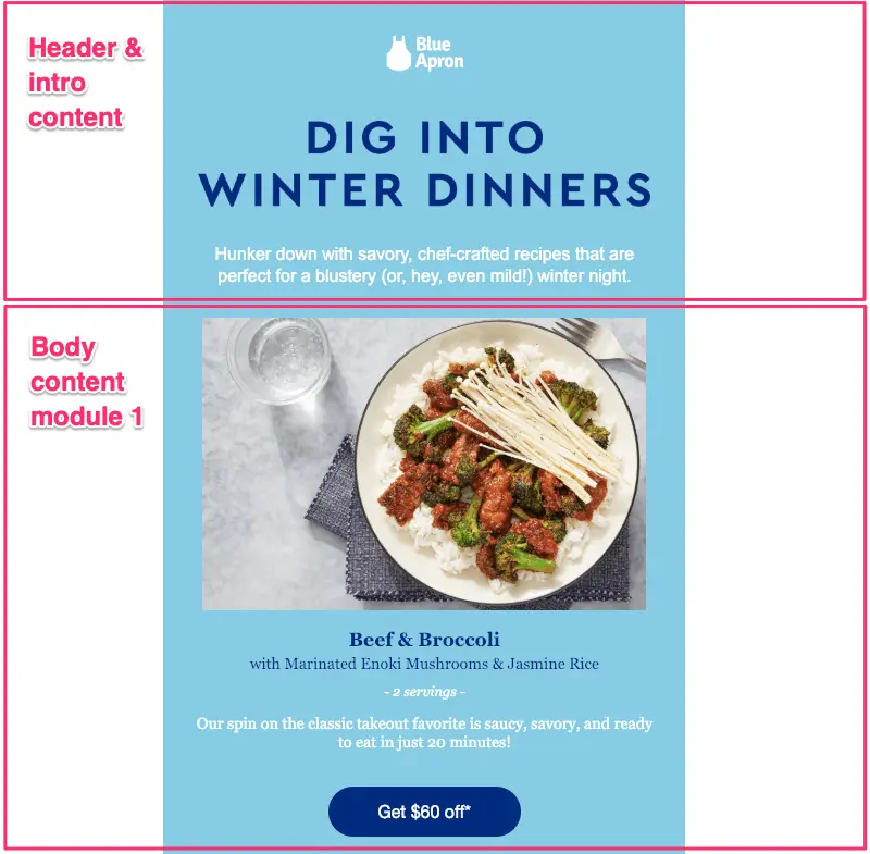 blue apron email marketing ideas for after the holidays