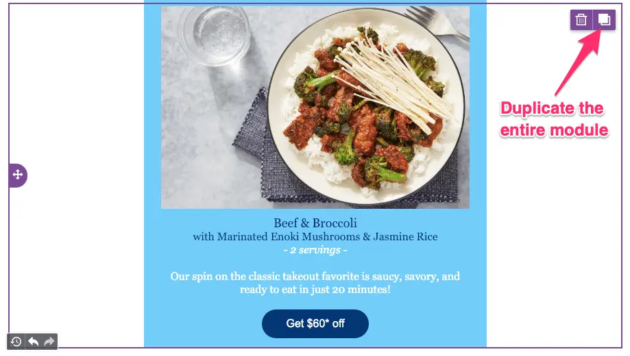 Duplicate module in email design
