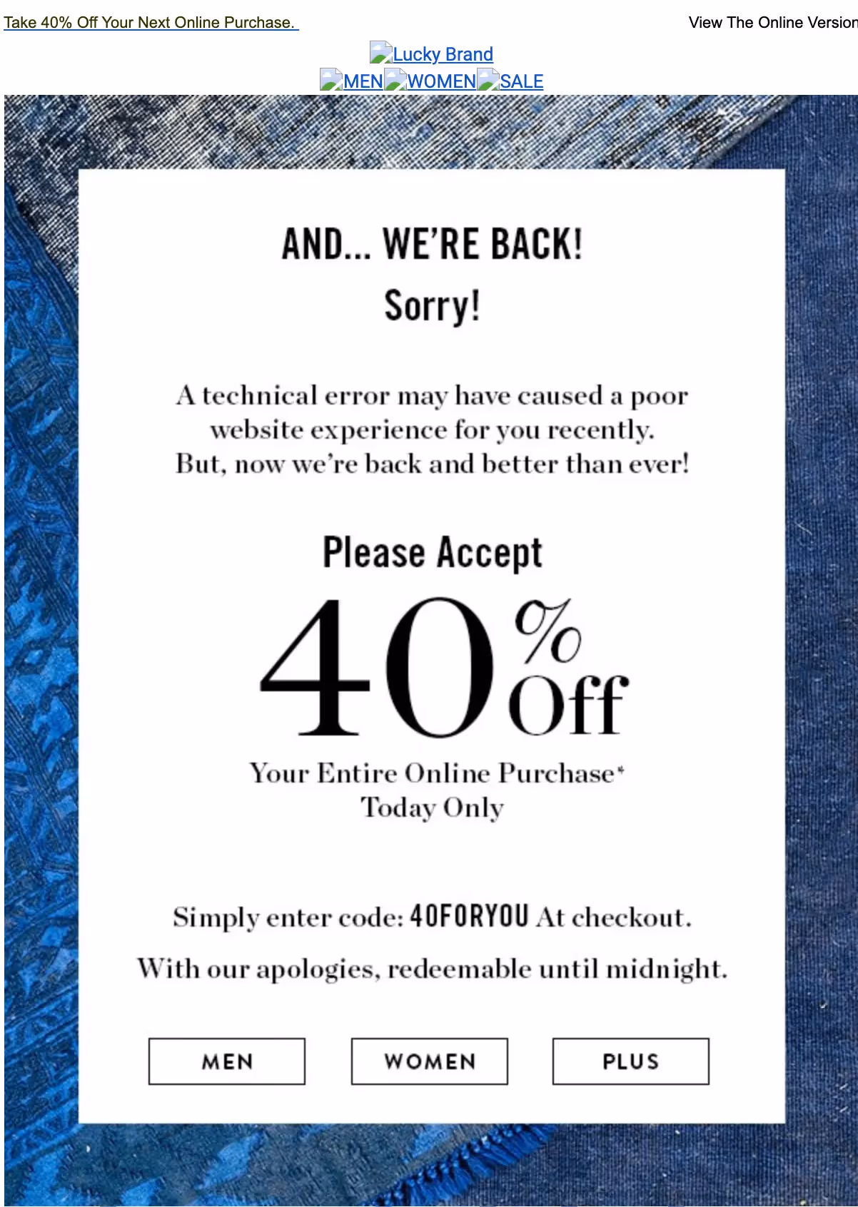 apology email with discount