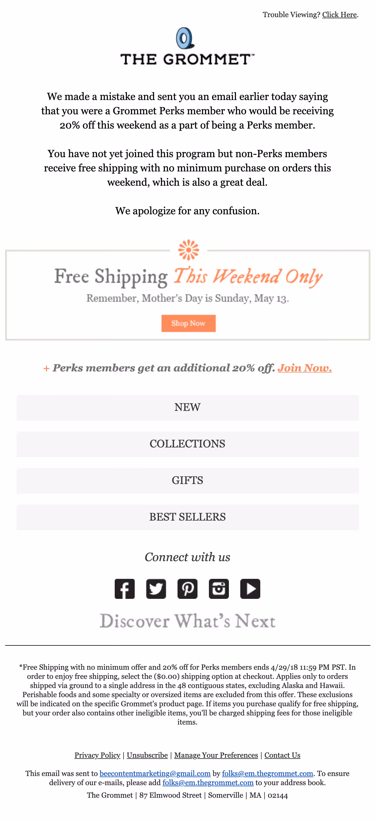 apology email example from brand