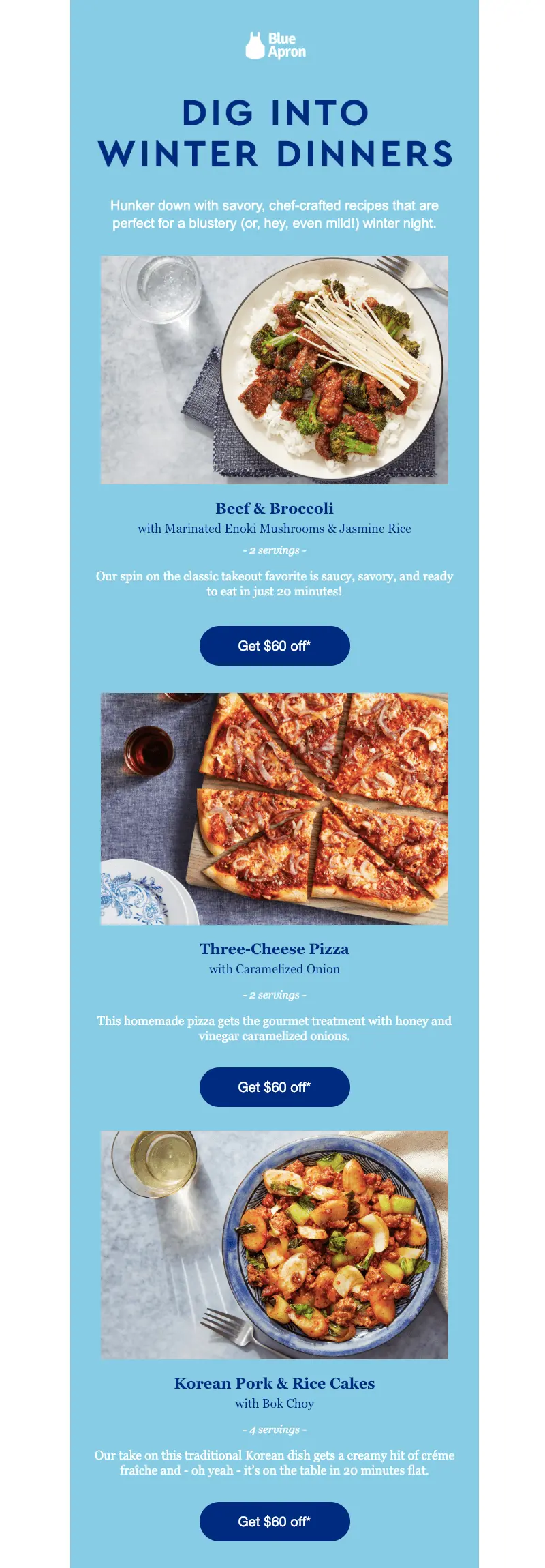 winter email inspiration by blue apron