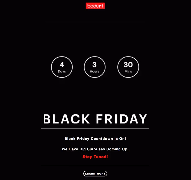 bodum black friday and cyber monday emails