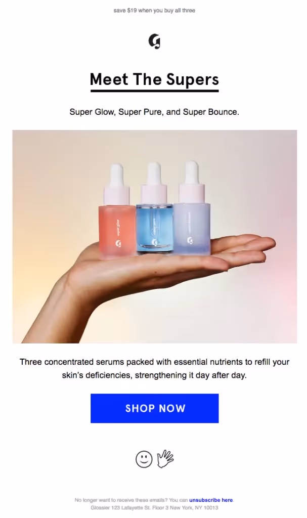 glossier New Product Email Campaign