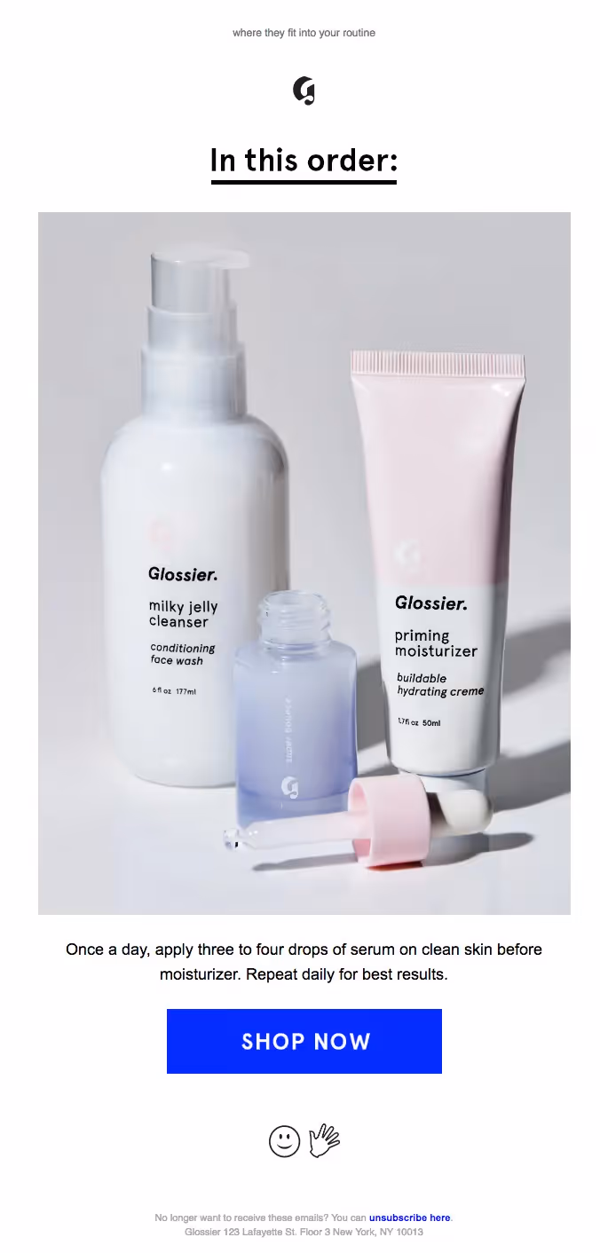 glossier new product email campaign