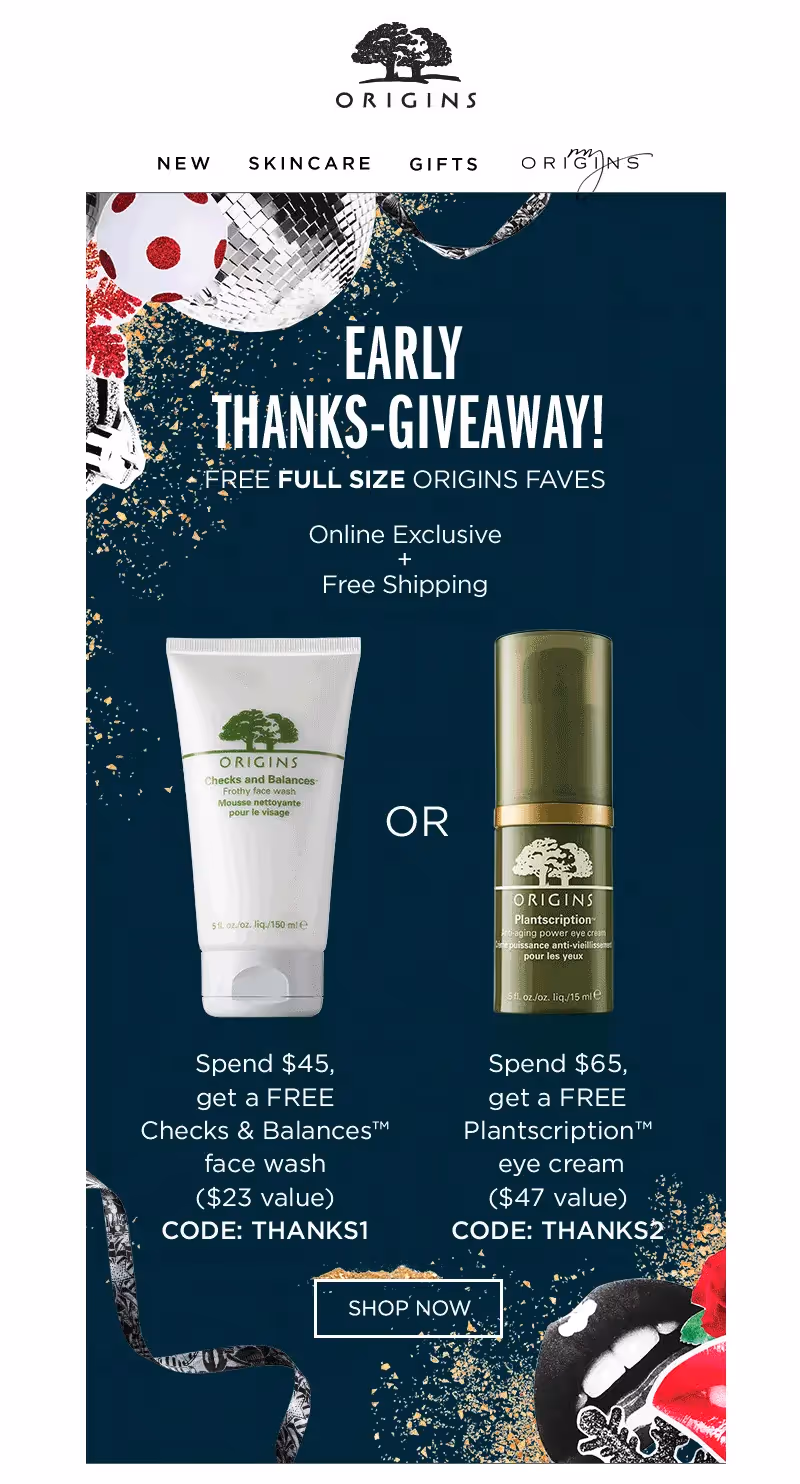 origins black friday and cyber monday emails
