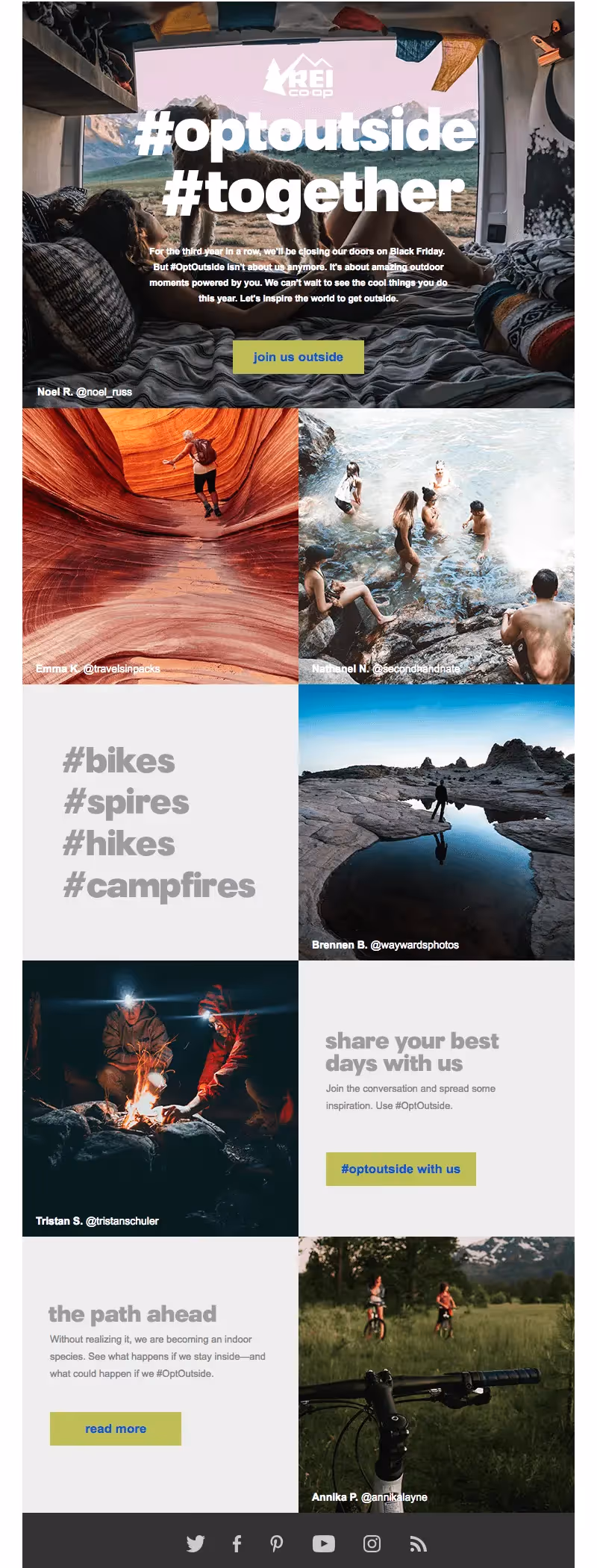 REI black friday and cyber monday emails