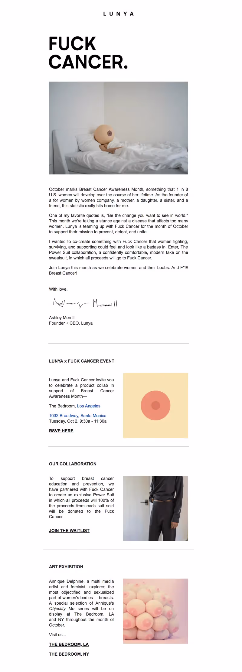 Breast Cancer Awareness Month emails