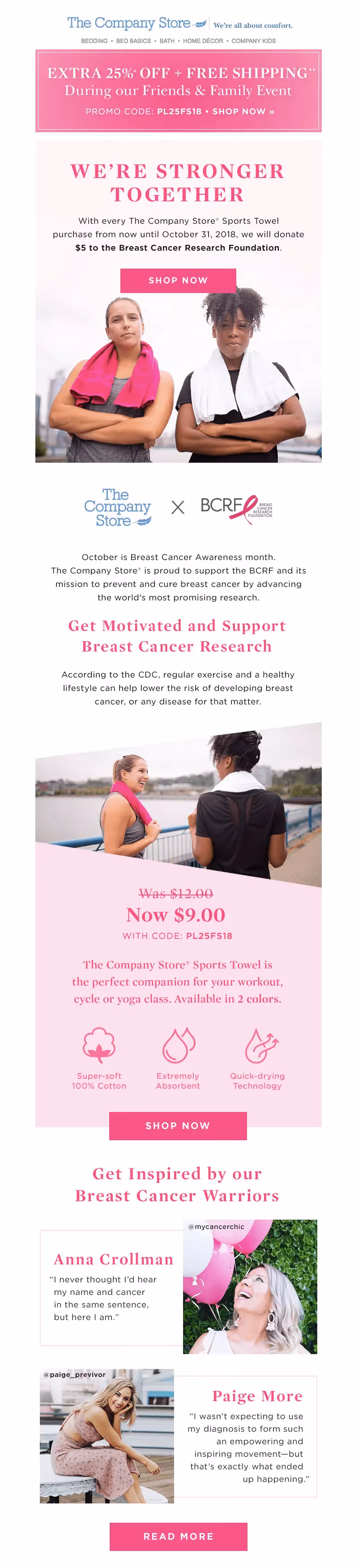 Breast Cancer Awareness Month emails