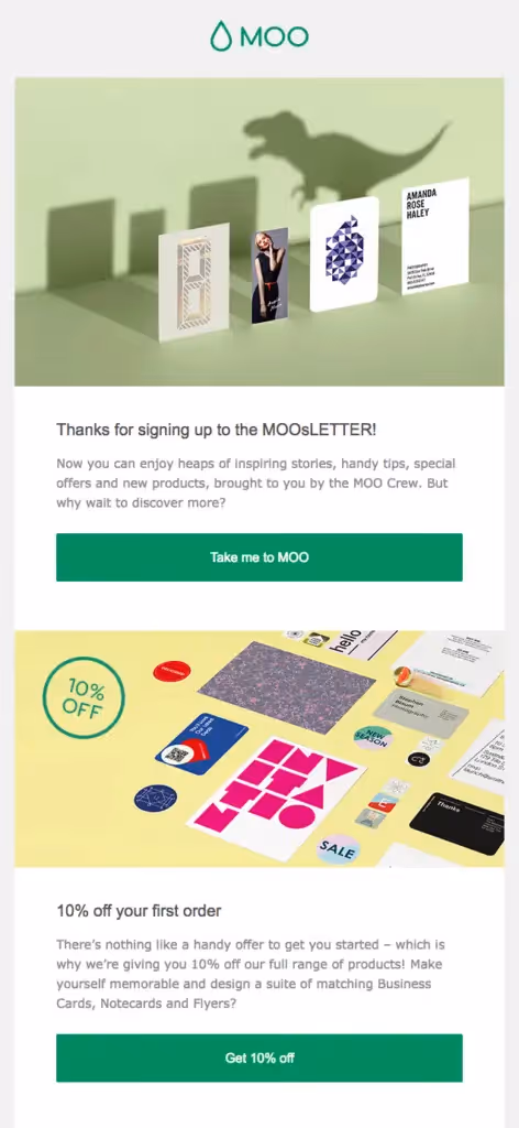 Moo customer appreciation emails