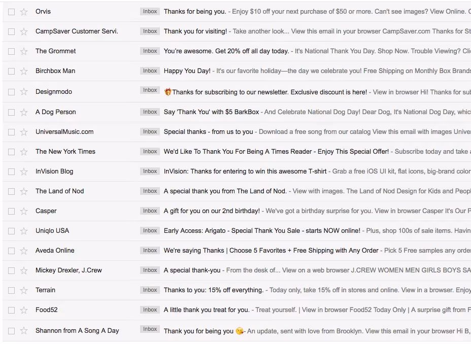 Customer Appreciation Emails subject headlines
