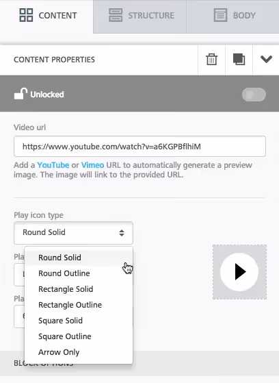 BEE video content block