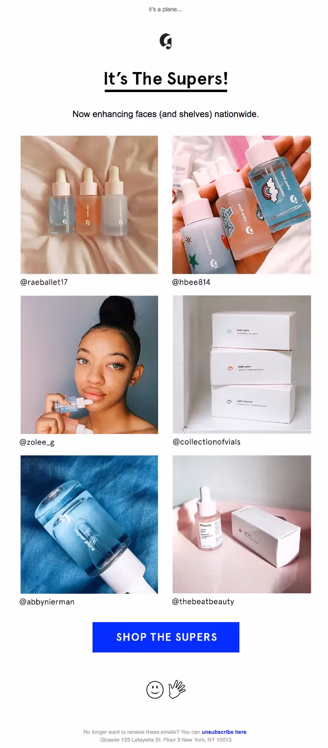 glossier new product email campaign
