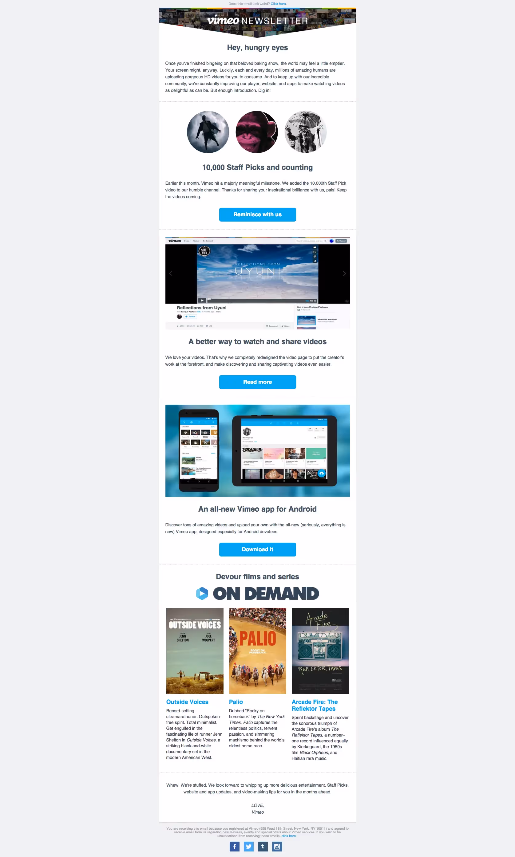 Vimeo newsletter