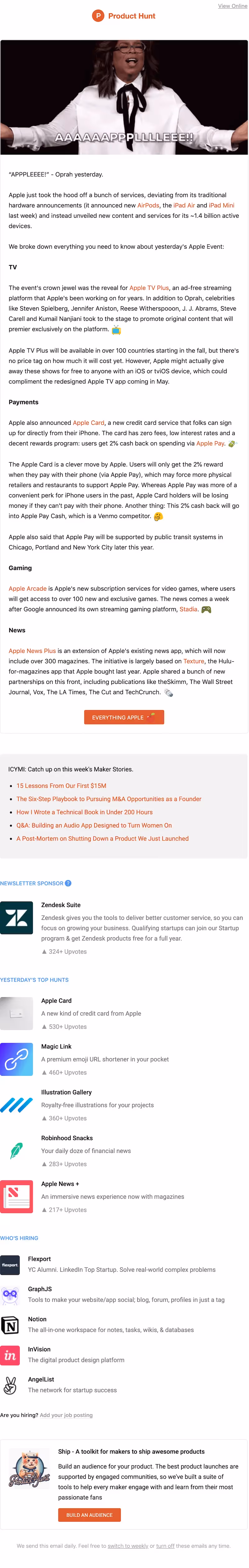 email newsletter with sponsored content