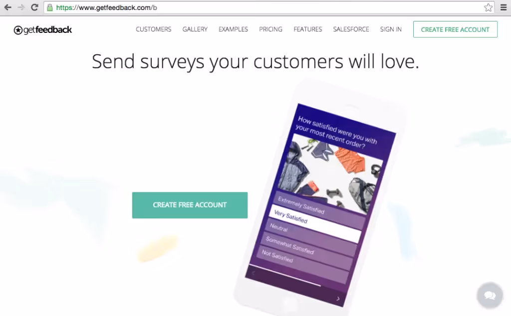 Get Feedback one-question survey email