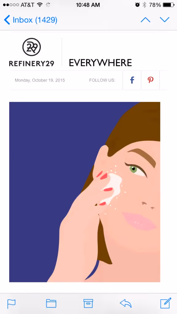 email from Refinery29 on mobile