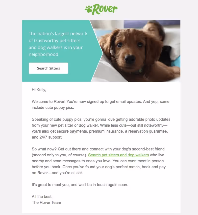 rover welcome email design tips