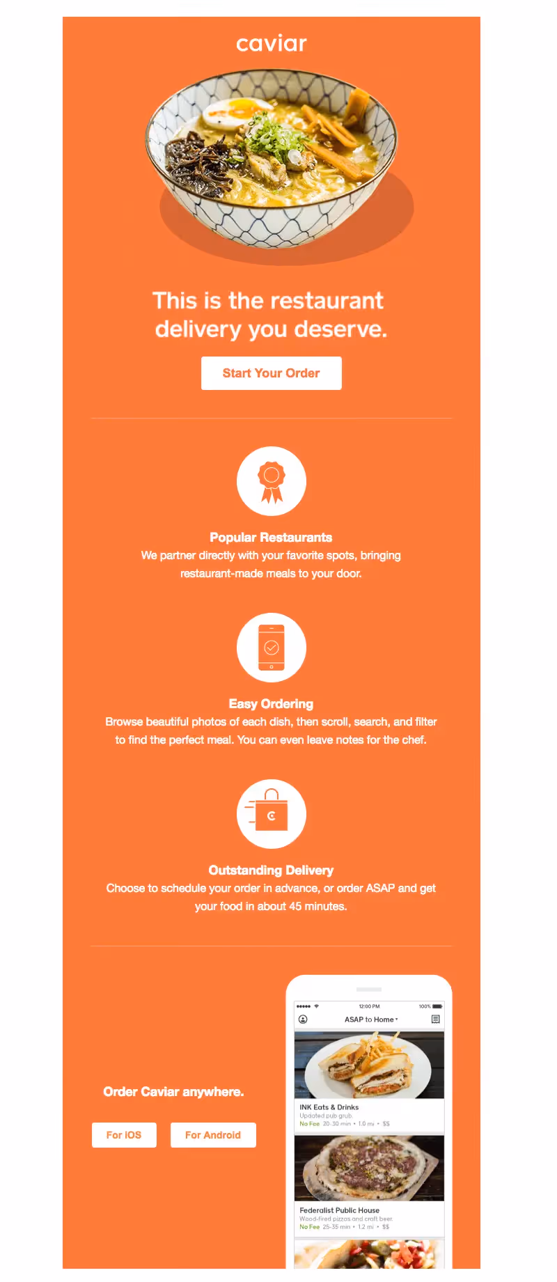 caviar welcome email design tips