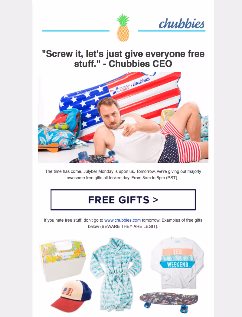 Chubbies summer emails