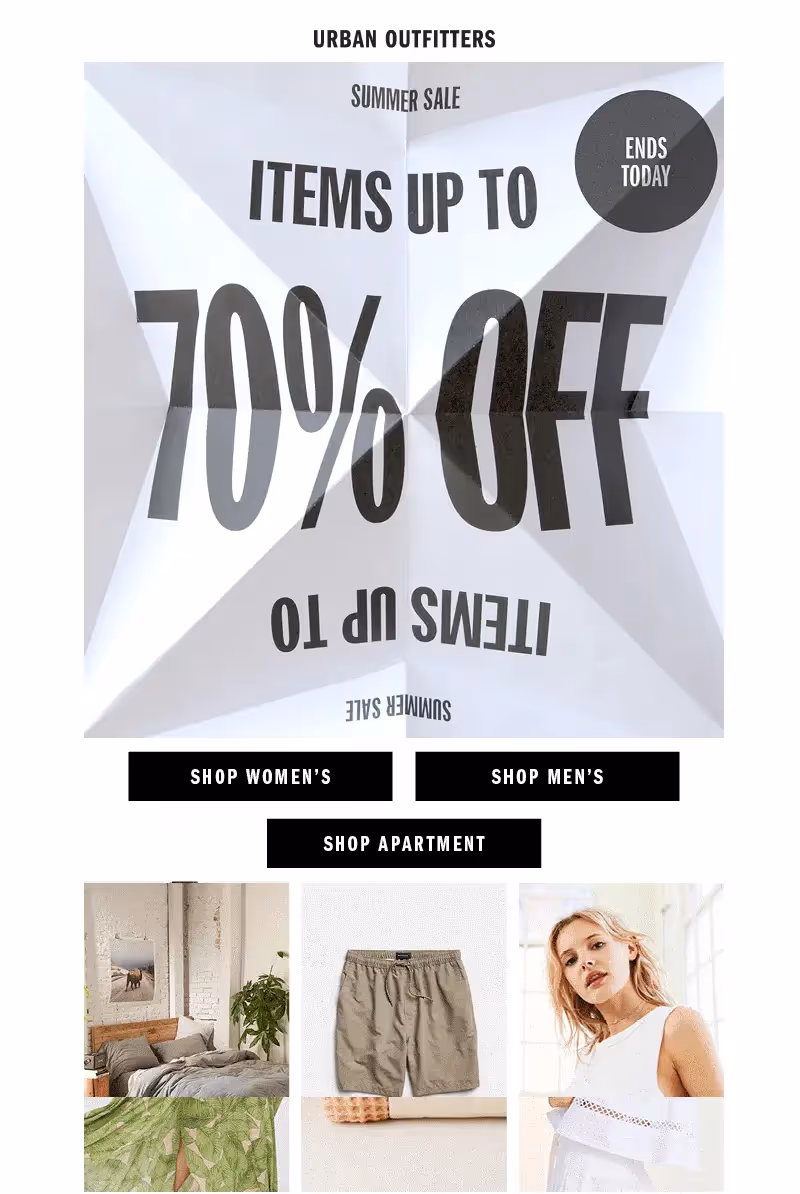 Urban Outfitters summer emails