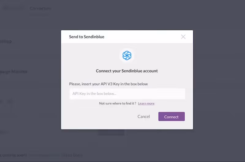 sendinblue connector dashboard