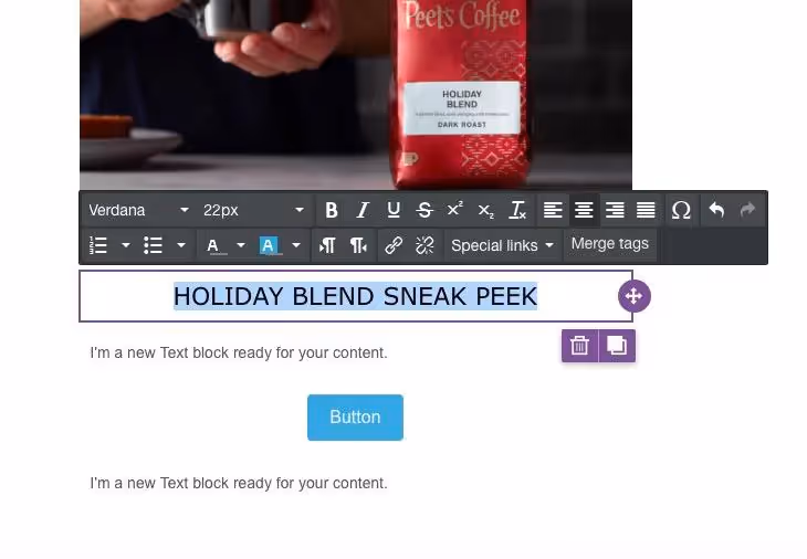bee email template editor