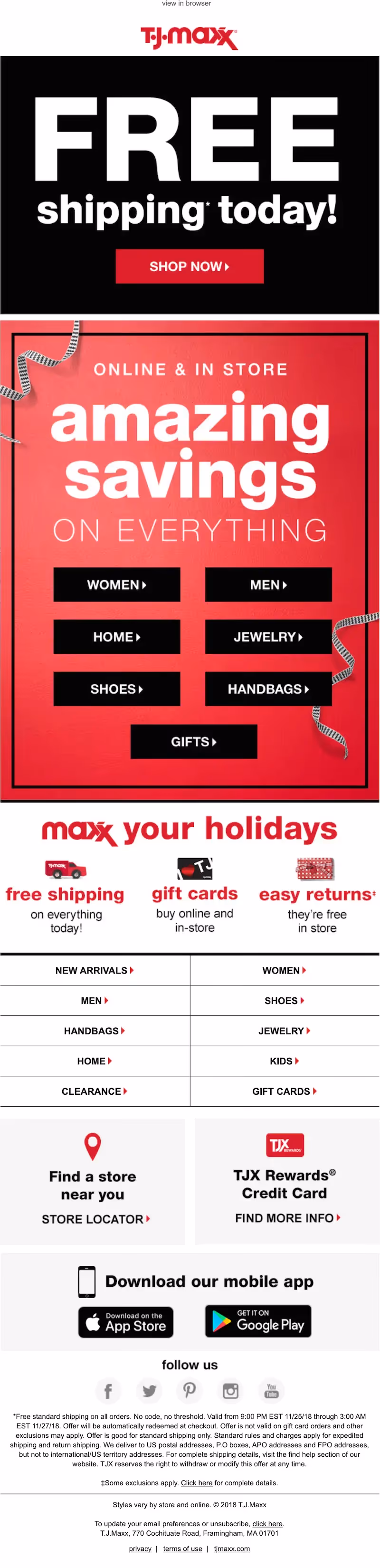cyber monday free shipping email