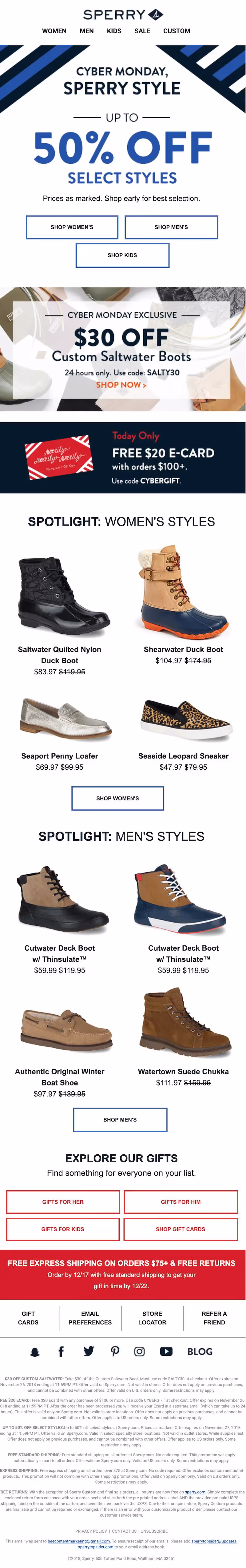 cyber monday sales email